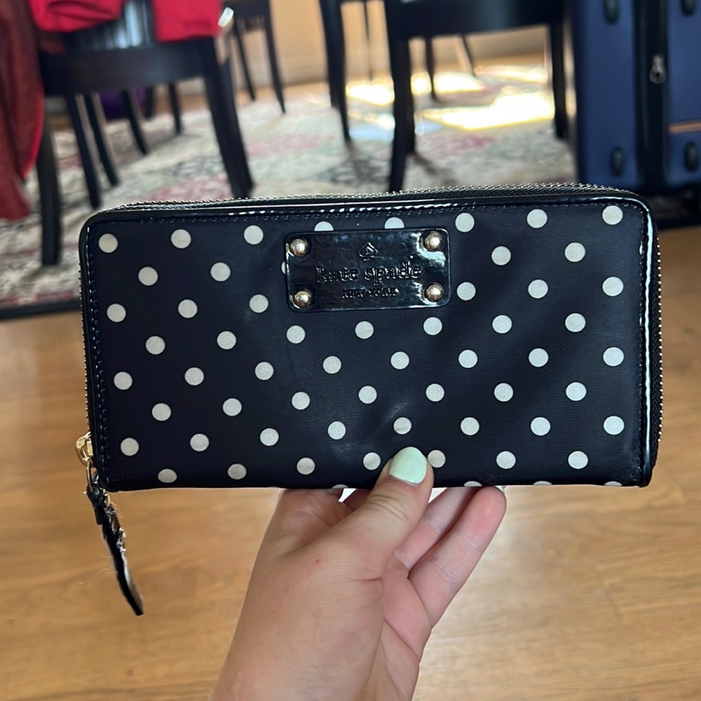 Black and white kate spade clutch